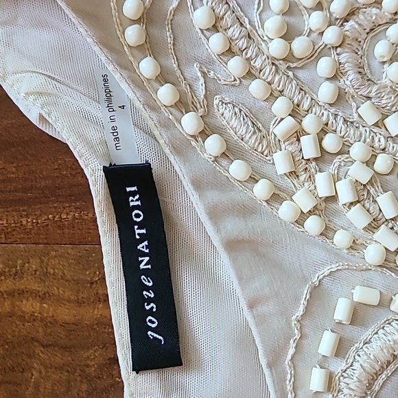 🌟Host Pick🌟 Josie Natori "Cam" Tan Embellished Sheath Dress with Beading - Picture 6 of 13